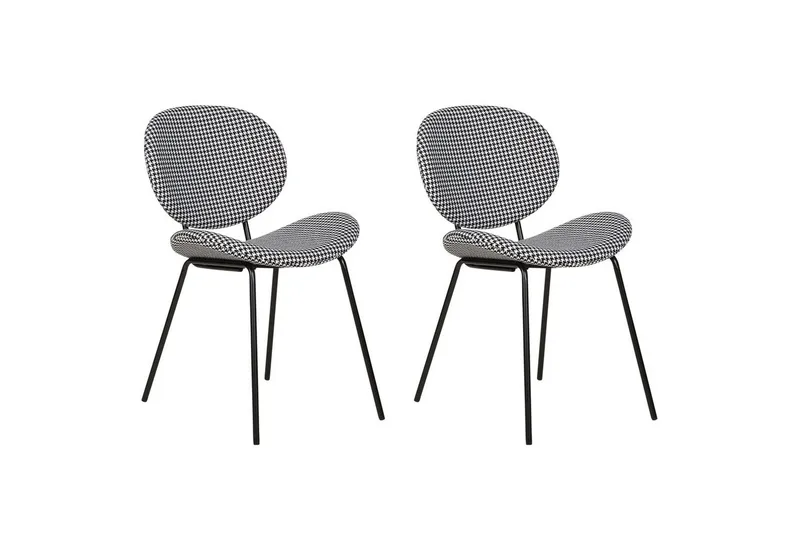 Sett med 2 spisestoler Luana - Svart, Hvit/Polyester - Møbler - Stoler & lenestoler - Spisestuestoler & kjøkkenstoler