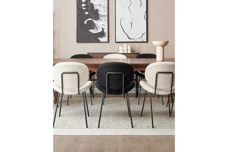 Sett med 2 spisestoler Luana - Svart/Bouclé - Møbler - Stoler & lenestoler - Spisestuestoler & kjøkkenstoler
