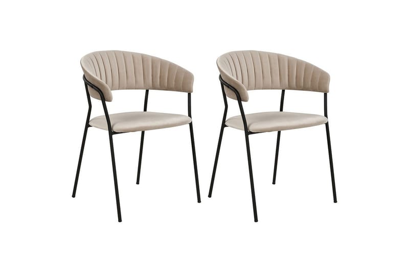 Sett med 2 spisestoler Mariposa, Beige, svart/Fløyel