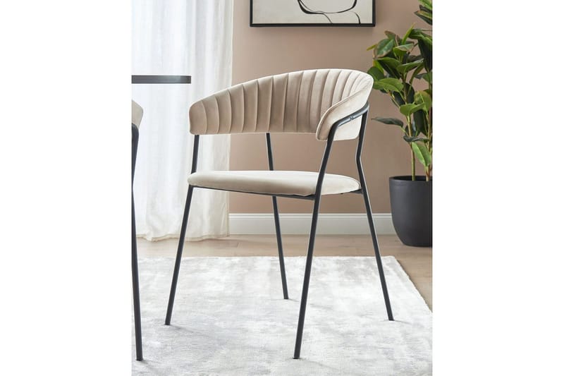Sett med 2 spisestoler Mariposa - Beige, svart/Fløyel - Møbler - Stoler & lenestoler - Spisestuestoler & kjøkkenstoler