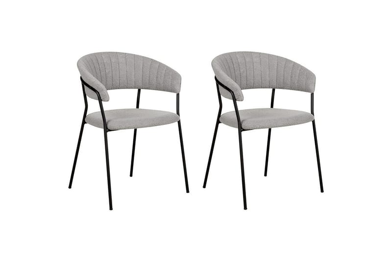 Sett med 2 spisestoler Mariposa - Grå, svart/Bouclé - Møbler - Stoler & lenestoler - Spisestuestoler & kjøkkenstoler