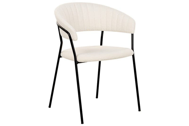 Sett med 2 spisestoler Mariposa - Hvit, Svart/Bouclé - Møbler - Stoler & lenestoler - Spisestuestoler & kjøkkenstoler