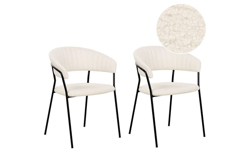 Sett med 2 spisestoler Mariposa - Hvit, Svart/Bouclé - Møbler - Stoler & lenestoler - Spisestuestoler & kjøkkenstoler
