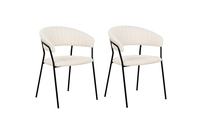 Sett med 2 spisestoler Mariposa - Hvit, Svart/Bouclé - Møbler - Stoler & lenestoler - Spisestuestoler & kjøkkenstoler