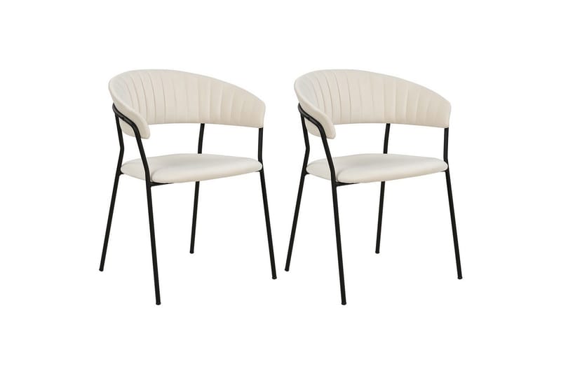 Sett med 2 spisestoler Mariposa, Kremhvit, Svart/Fløyel