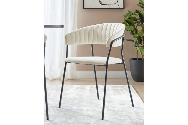 Sett med 2 spisestoler Mariposa - Kremhvit, Svart/Fløyel - Møbler - Stoler & lenestoler - Spisestuestoler & kjøkkenstoler