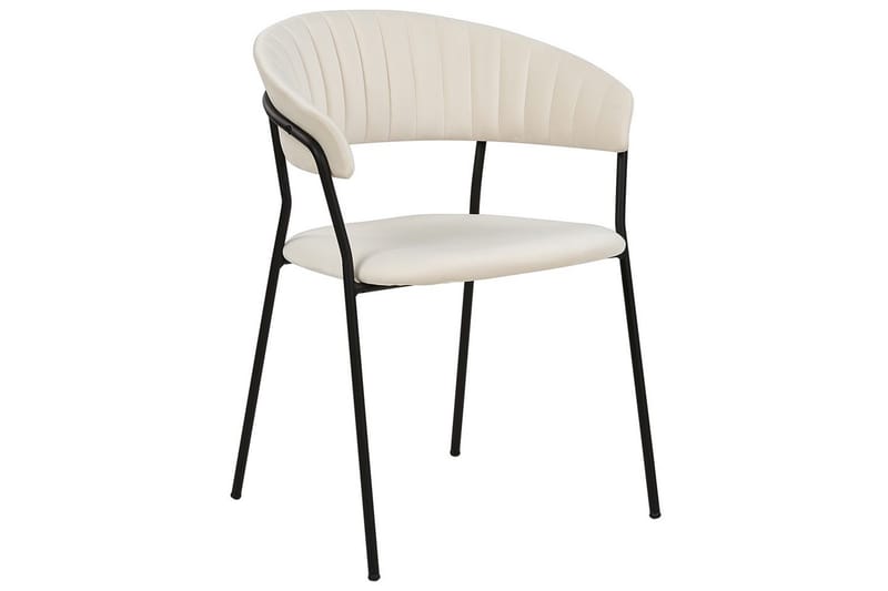 Sett med 2 spisestoler Mariposa - Kremhvit, Svart/Fløyel - Møbler - Stoler & lenestoler - Spisestuestoler & kjøkkenstoler