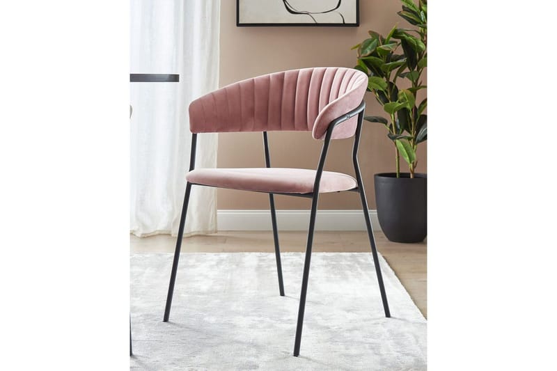 Sett med 2 spisestoler Mariposa - Rosa, svart/fløyel - Møbler - Stoler & lenestoler - Spisestuestoler & kjøkkenstoler