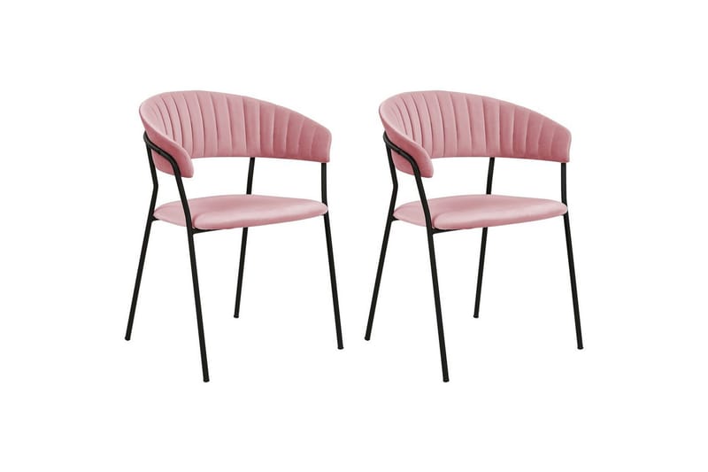 Sett med 2 spisestoler Mariposa - Rosa, svart/fløyel - Møbler - Stoler & lenestoler - Spisestuestoler & kjøkkenstoler