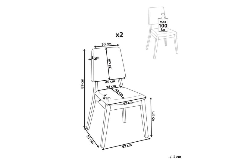 Sett med 2 spisestoler Merrill - Lyst tre, beige - Møbler - Stoler & lenestoler - Spisestuestoler & kjøkkenstoler