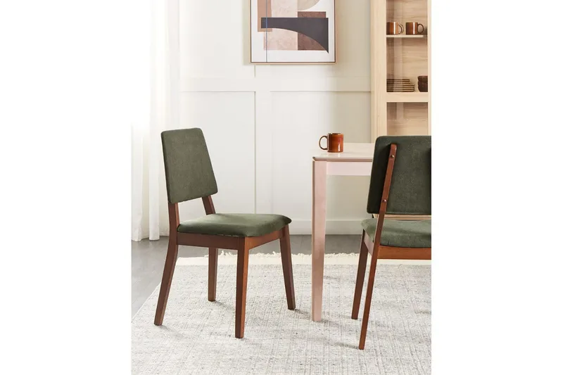 Sett med 2 spisestoler Merrill - Mørkt tre, grønt - Møbler - Stoler & lenestoler - Spisestuestoler & kjøkkenstoler