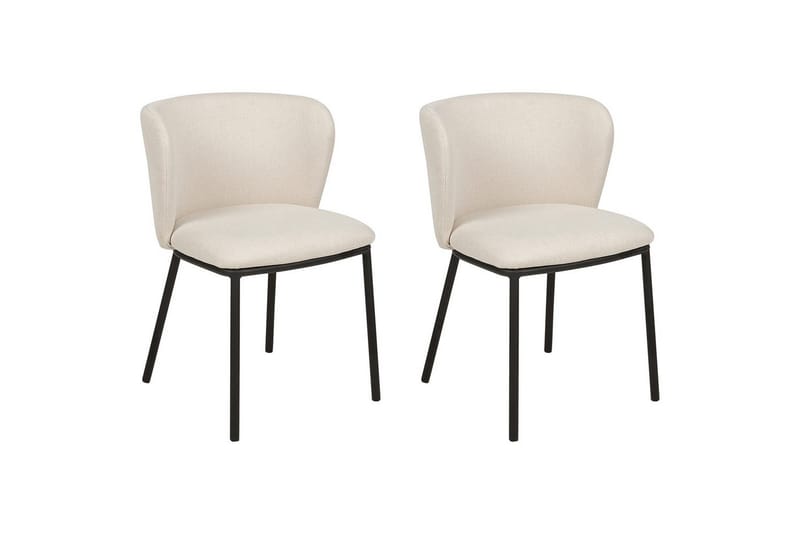 Sett med 2 spisestoler Mina, Beige, svart/Polyester