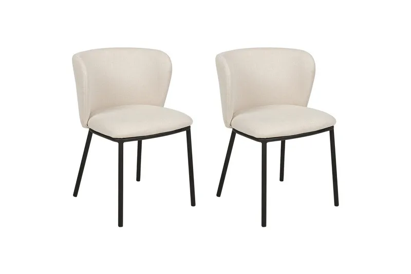 Sett med 2 spisestoler Mina - Beige, svart/Polyester - Møbler - Stoler & lenestoler - Spisestuestoler & kjøkkenstoler