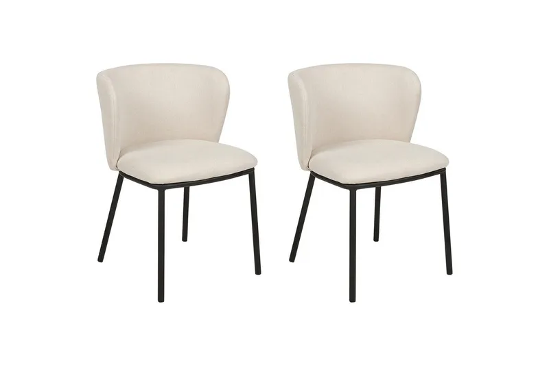 Sett med 2 spisestoler Mina - Beige, svart/Polyester - Møbler - Stoler & lenestoler - Spisestuestoler & kjøkkenstoler