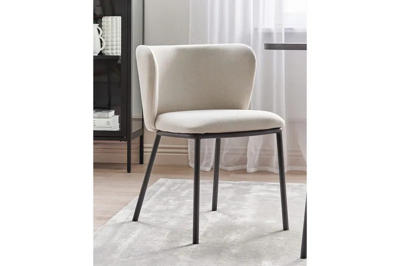 Sett med 2 spisestoler Mina - Beige, svart/Polyester - Møbler - Stoler & lenestoler - Spisestuestoler & kjøkkenstoler