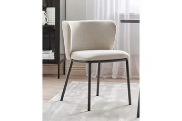 Sett med 2 spisestoler Mina - Beige, svart/Polyester - Møbler - Stoler & lenestoler - Spisestuestoler & kjøkkenstoler