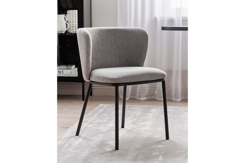Sett med 2 spisestoler Mina - Grå, svart/Polyester - Møbler - Stoler & lenestoler - Spisestuestoler & kjøkkenstoler