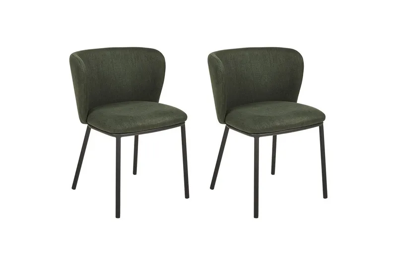 Sett med 2 spisestoler Mina, Grønn, Svart/Polyester