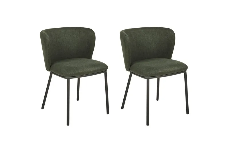 Sett med 2 spisestoler Mina, Grønn, Svart/Polyester