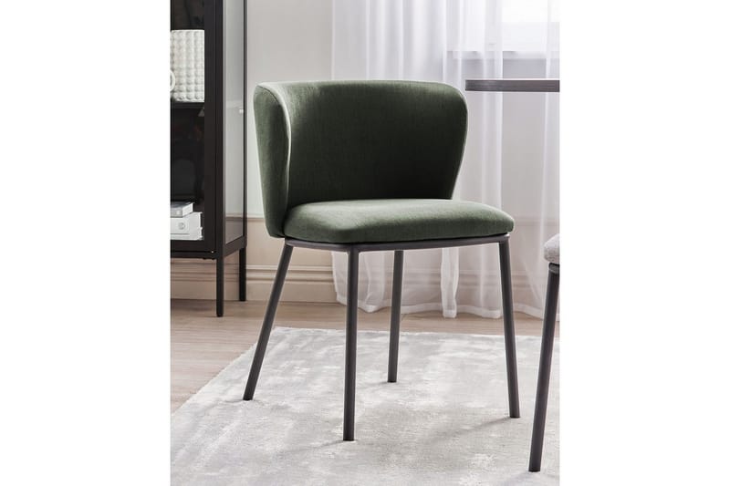 Sett med 2 spisestoler Mina - Grønn, Svart/Polyester - Møbler - Stoler & lenestoler - Spisestuestoler & kjøkkenstoler