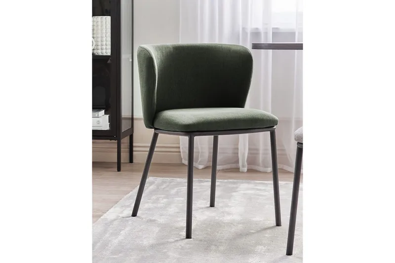Sett med 2 spisestoler Mina - Grønn, Svart/Polyester - Møbler - Stoler & lenestoler - Spisestuestoler & kjøkkenstoler