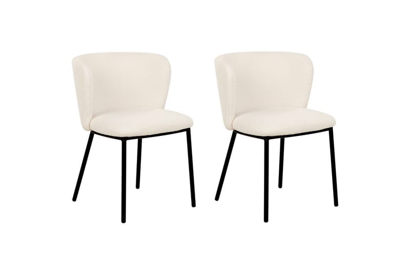 Sett med 2 spisestoler Mina - Hvit, Svart/Bouclé - Møbler - Stoler & lenestoler - Spisestuestoler & kj økkenstoler