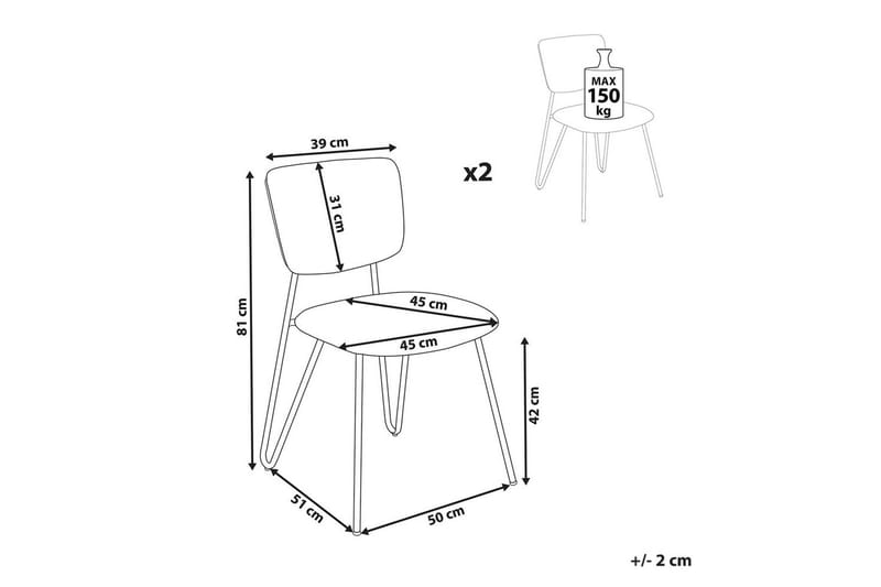 Sett med 2 spisestoler Nelko - Hvit, Svart - Møbler - Stoler & lenestoler - Spisestuestoler & kjøkkenstoler