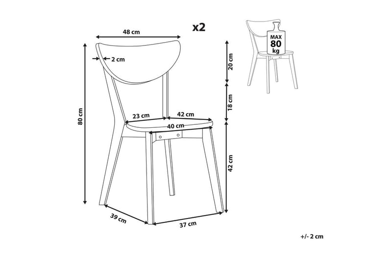 Sett med 2 spisestoler Roxby - Møbler - Stoler & lenestoler - Spisestuestoler & kjøkkenstoler