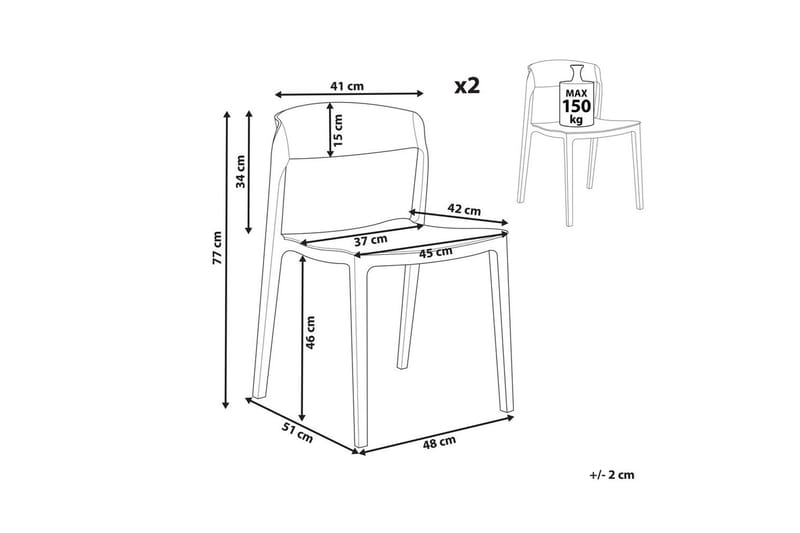 Sett med 2 spisestoler Somers - Møbler - Stoler & lenestoler - Spisestuestoler & kjøkkenstoler