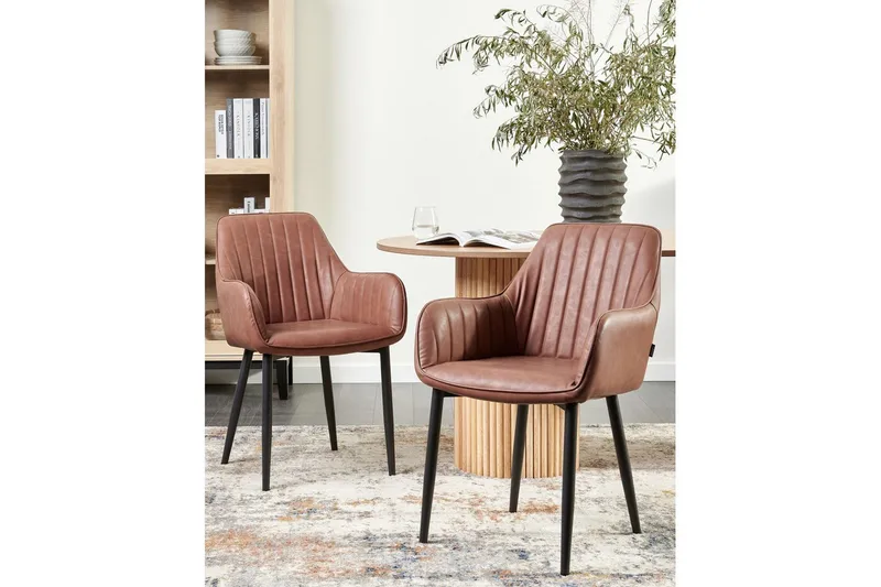 Sett med 2 spisestoler Wellston - Brun, Svart - Møbler - Stoler & lenestoler - Spisestuestoler & kjøkkenstoler
