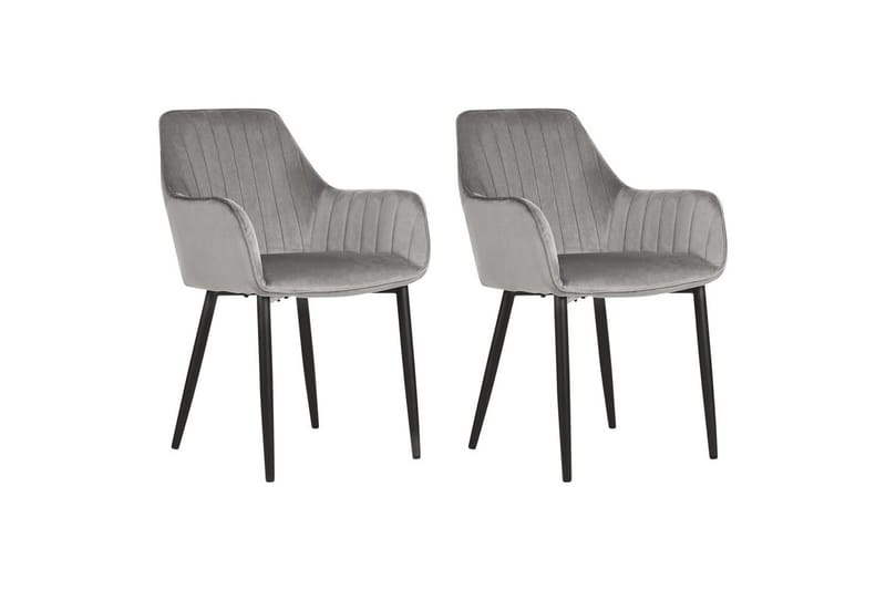 Sett med 2 spisestoler Wellston, Grå, svart
