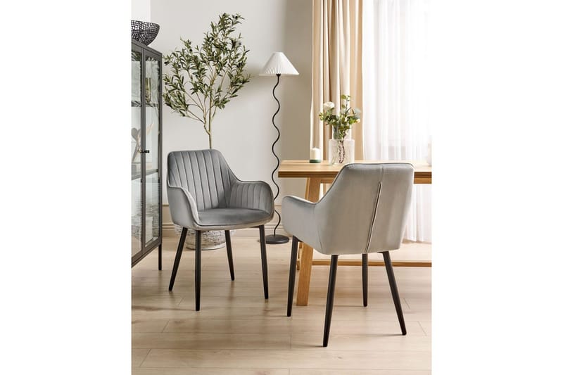 Sett med 2 spisestoler Wellston - Grå, svart - Møbler - Stoler & lenestoler - Spisestuestoler & kjøkkenstoler