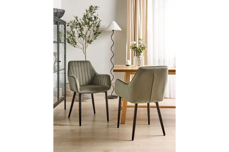 Sett med 2 spisestoler Wellston - Grønn, svart, Grønn, Svart - Møbler - Stoler & lenestoler - Spisestuestoler & kjøkkenstoler
