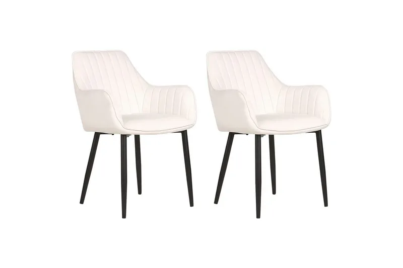 Sett med 2 spisestoler Wellston, Hvit, Svart