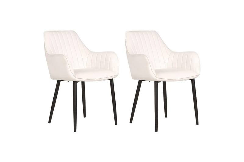 Sett med 2 spisestoler Wellston - Hvit, Svart - Møbler - Stoler & lenestoler - Spisestuestoler & kjøkkenstoler