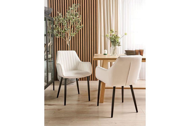 Sett med 2 spisestoler Wellston - Hvit, Svart - Møbler - Stoler & lenestoler - Spisestuestoler & kjøkkenstoler
