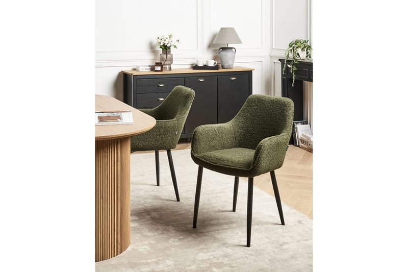 Sett med 2 spisestuestoler Alden - Grønn, Svart - Møbler - Stoler & lenestoler - Spisestuestoler & kjøkkenstoler
