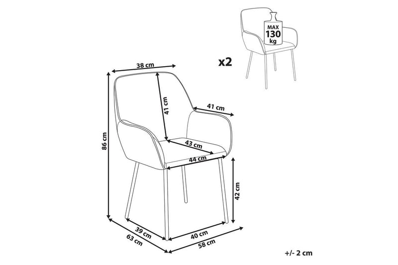 Sett med 2 spisestuestoler Alden - Hvit, Svart - Møbler - Stoler & lenestoler - Spisestuestoler & kjøkkenstoler
