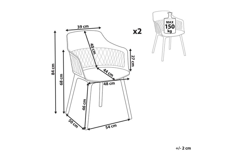 Sett med 2 spisestuestoler Almira - Grå - Møbler - Stoler & lenestoler - Spisestuestoler & kjøkkenstoler