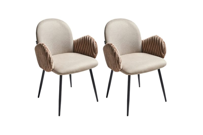 Sett med 2 spisestuestoler Amity, Beige, svart, brun