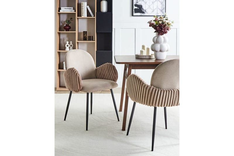 Sett med 2 spisestuestoler Amity - Beige, svart, brun - Møbler - Stoler & lenestoler - Spisestuestoler & kjøkkenstoler