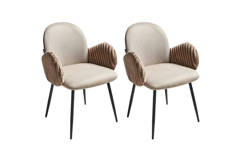 Sett med 2 spisestuestoler Amity, Beige, svart, brun