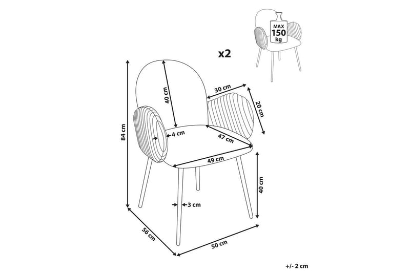 Sett med 2 spisestuestoler Amity - Grønn, svart - Møbler - Stoler & lenestoler - Spisestuestoler & kjøkkenstoler