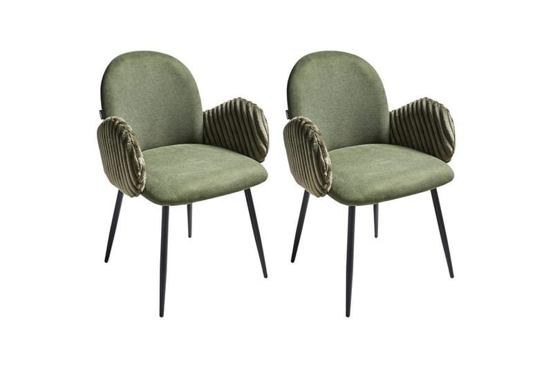 Sett med 2 spisestuestoler Amity - Grønn, svart - Møbler - Stoler & lenestoler - Spisestuestoler & kjøkkenstoler