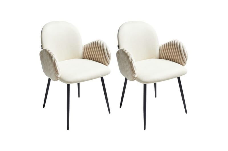 Sett med 2 spisestuestoler Amity, Lys beige, svart