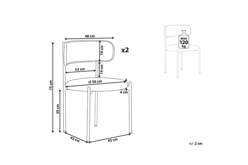 Sett med 2 spisestuestoler Andover - Lyst tre, beige - Møbler - Stoler & lenestoler - Spisestuestoler & kjøkkenstoler