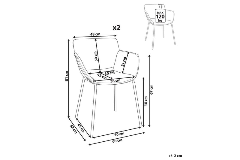 Sett med 2 spisestuestoler Axtel - Grå, svart - Møbler - Stoler & lenestoler - Spisestuestoler & kjøkkenstoler