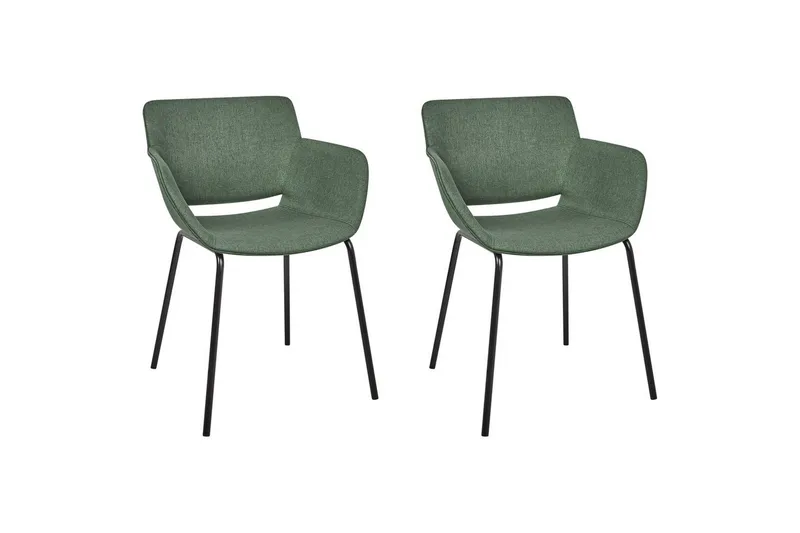Sett med 2 spisestuestoler Axtel, Grønn, svart