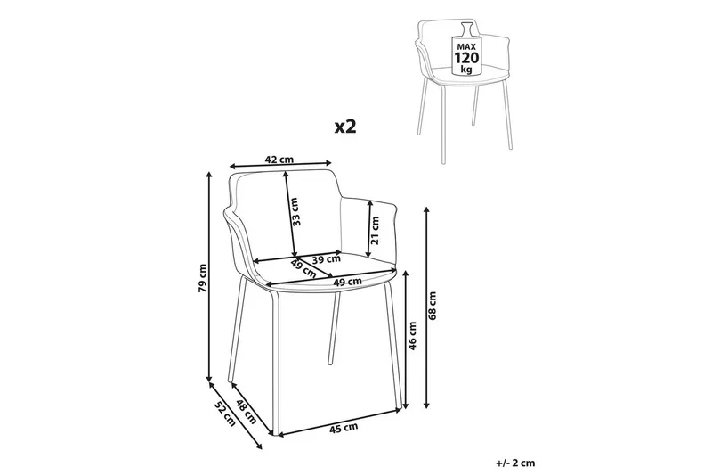 Sett med 2 spisestuestoler Belfield - Grønn, svart - Møbler - Stoler & lenestoler - Spisestuestoler & kjøkkenstoler