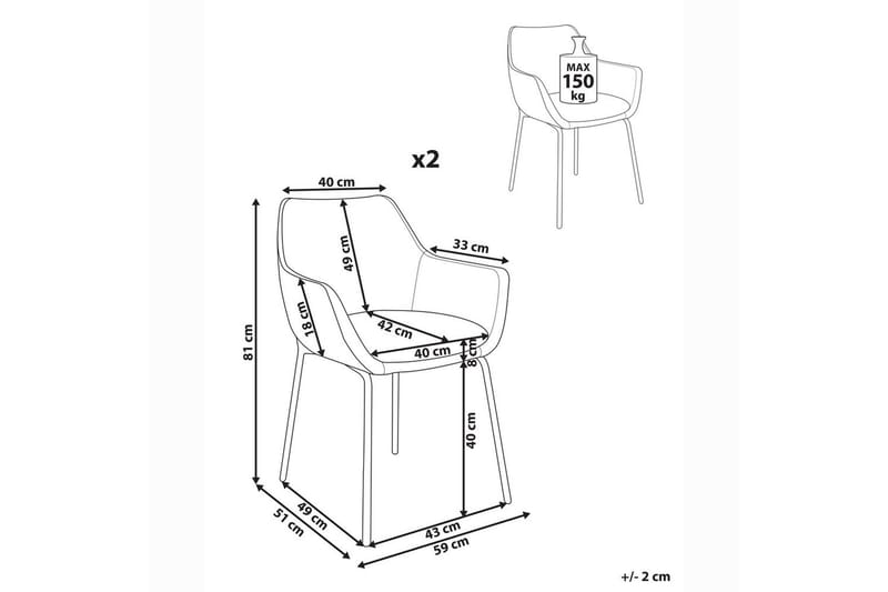 Sett med 2 spisestuestoler Bowdon - Møbler - Stoler & lenestoler - Spisestuestoler & kjøkkenstoler